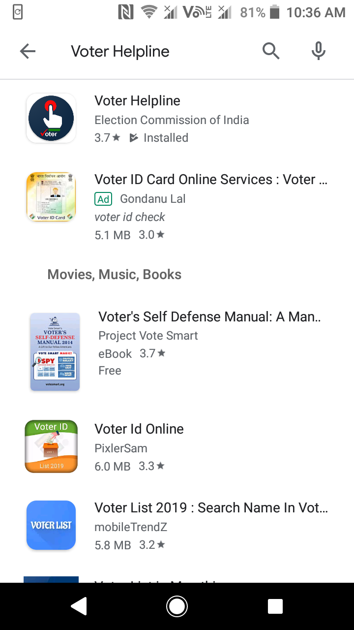 Voter Helpline Search in Play Store