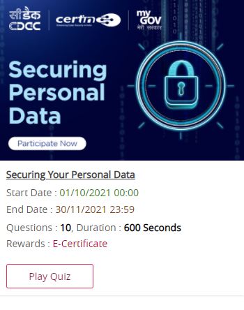 Securing your Personal Data Cyber Space Participate