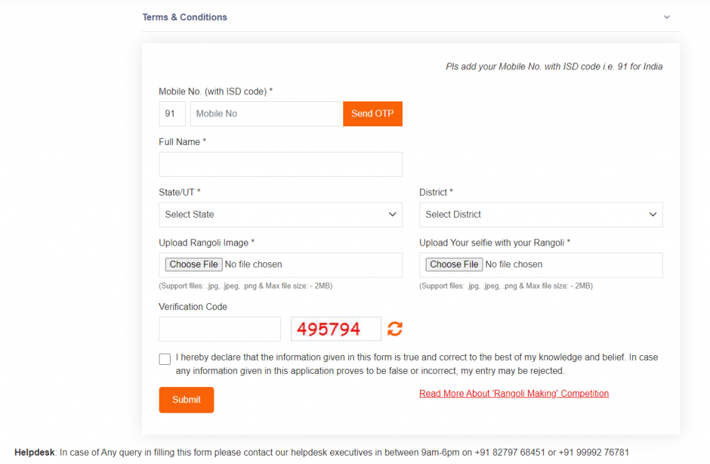 Terms and Condition Registration Form 2021