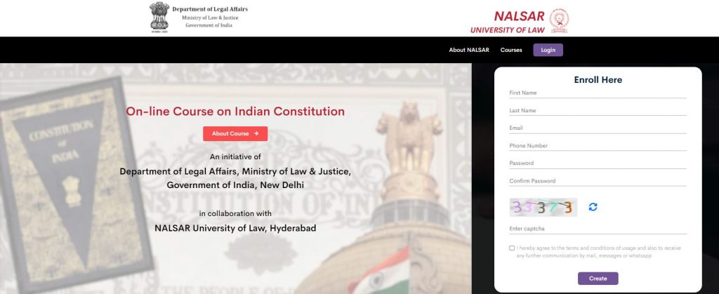 Registration for Online course on Indian constitution 2021-22