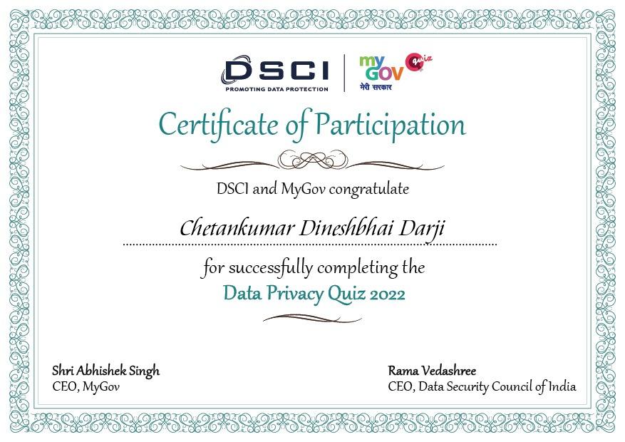 certificate data privacy 2022