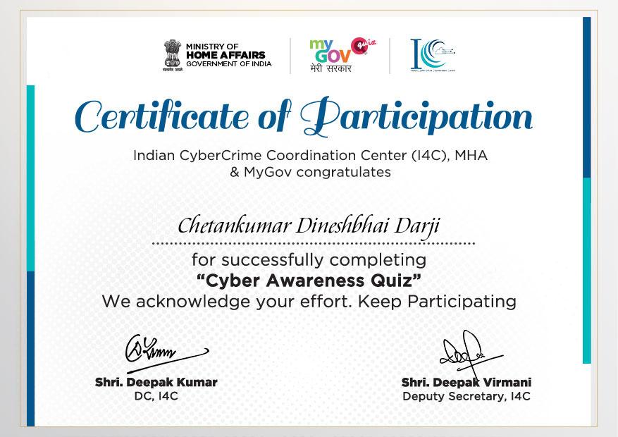 certificate of cyber Awareness