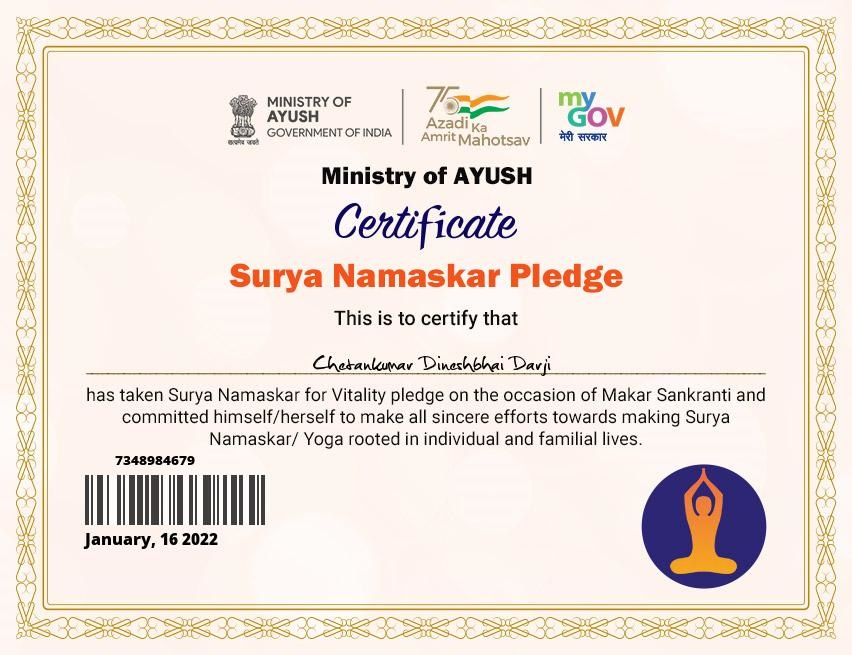 download certificate for surya namaskar pledge 2022