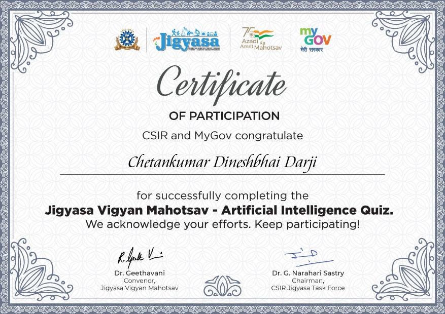 Certificate of AI
