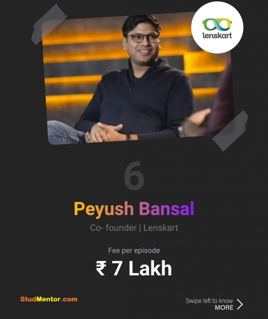 6. Peyush Bansal - Founder of Lenskart (SharkTankIndia)