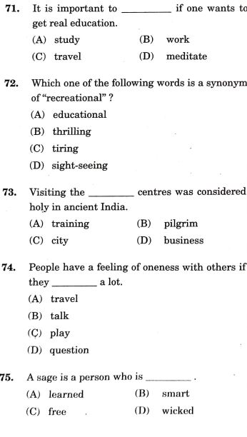 Question 71 to 75