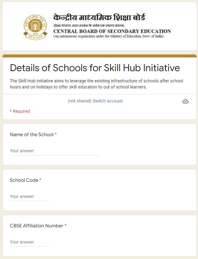 google form for cbse skill hub india