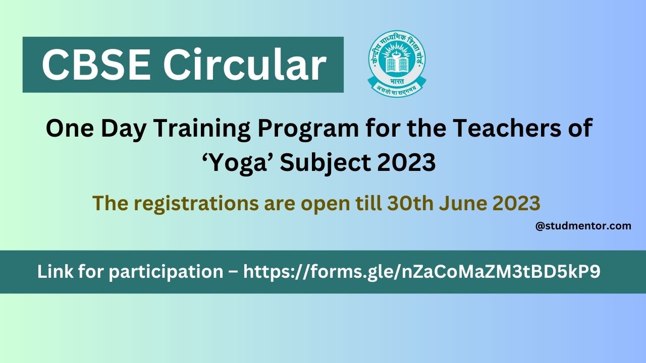 Cbse Circular One Day Training Program For The Teachers Of Yoga