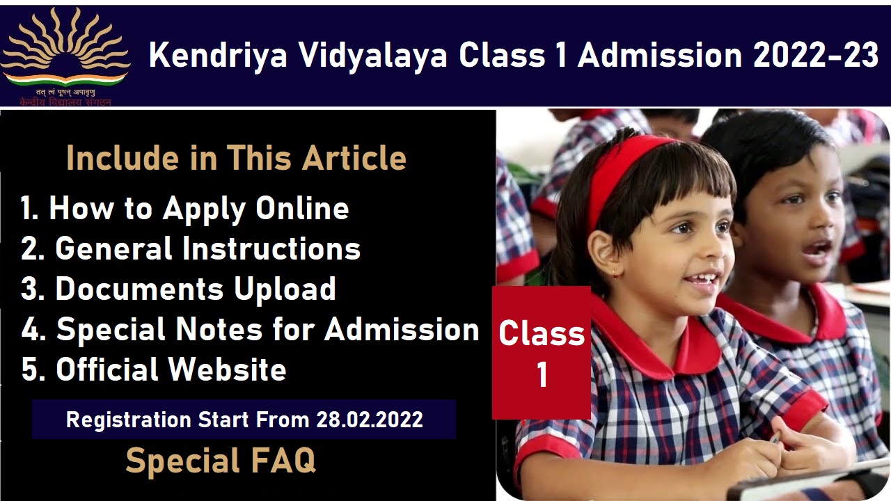 Apply Online For Admission In Class 1 Kendriya Vidyalaya 2022-23