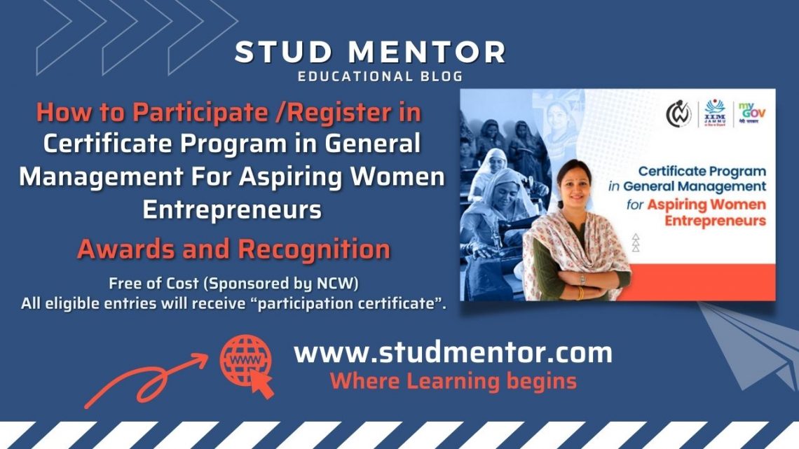 Certificate Program in General Management For Aspiring Women Entrepreneurs