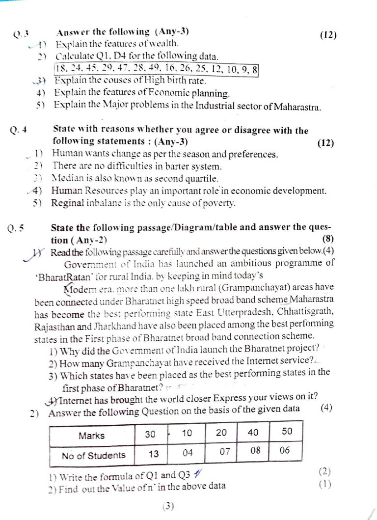 Download Class 11 Economics Old Question Paper Second Term Exam ...