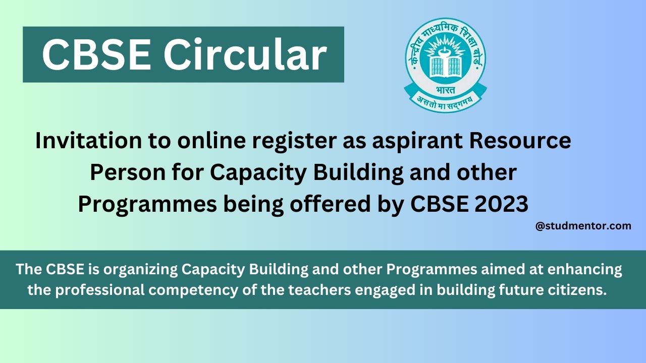 CBSE Circular - Invitation to online register as aspirant Resource ...