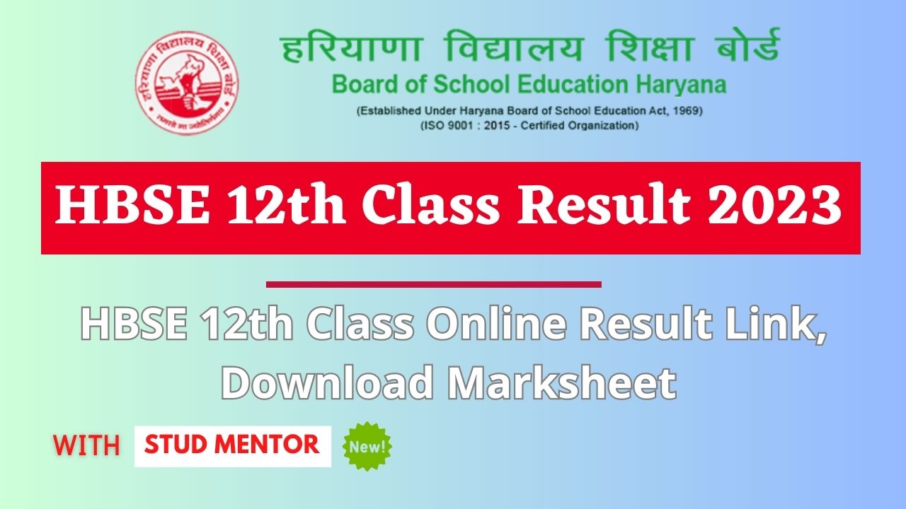 HBSE 12th Class Online Result Link, Download Marksheet 2023