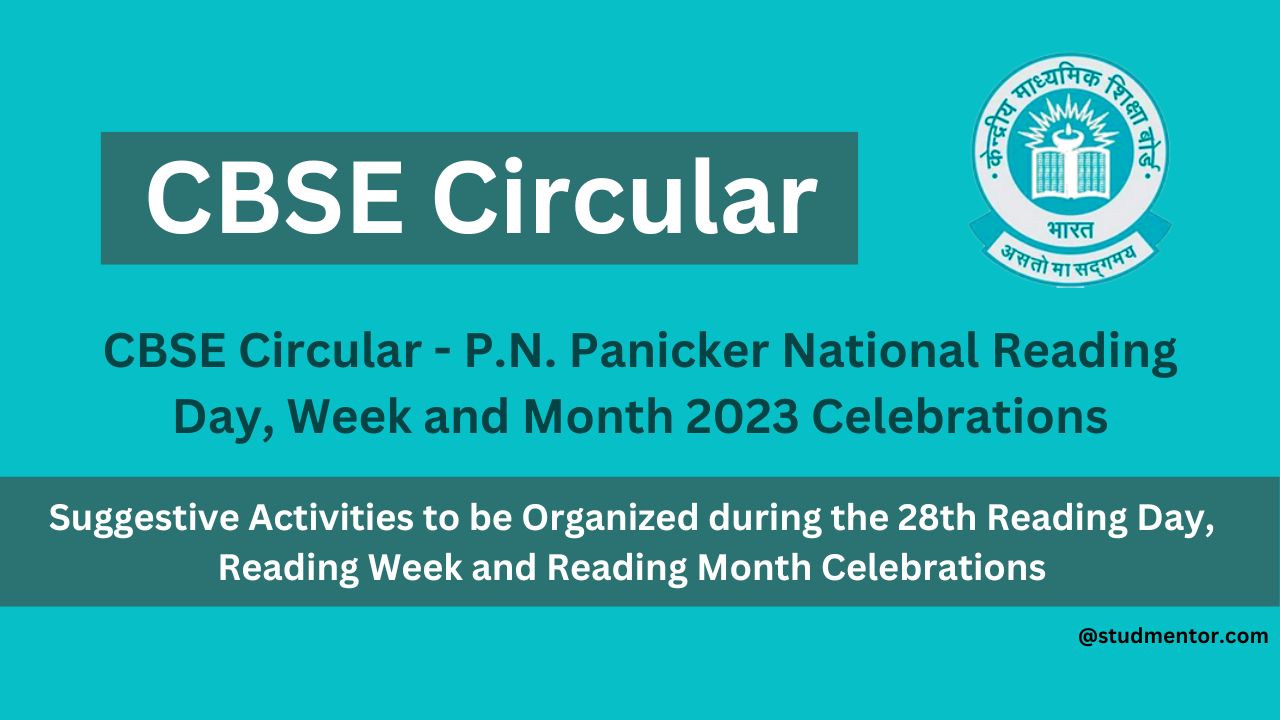 CBSE Circular P.N. Panicker National Reading Day, Week and Month 2023