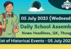 Daily School Assembly Today News Headlines for 05 July 2023