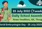 Daily School Assembly Today News Headlines for 25 July 2023