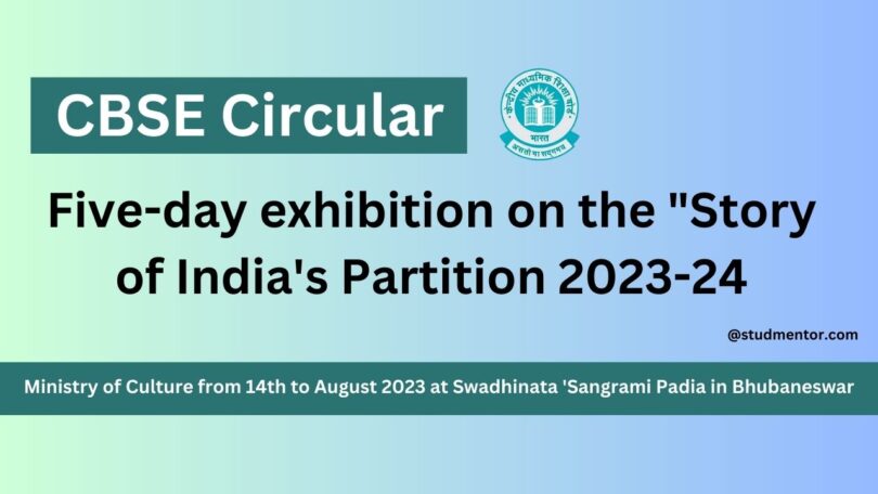 CBSE Circular - Five-day exhibition on the Story of India's Partition 2023-24