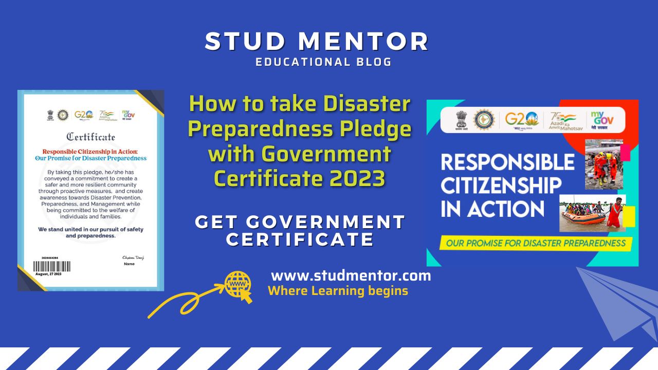 How to take Disaster Preparedness Pledge with Government Certificate 2023