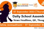 Daily School Assembly Today News Headlines for 07 September 2023