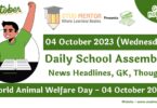 Daily School Assembly Today News Headlines for 04 October 2023