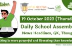 Daily School Assembly Today News Headlines for 19 October 2023