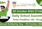 Daily School Assembly Today News Headlines for 20 October 2023