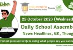 Daily School Assembly Today News Headlines for 25 October 2023