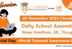 Daily School Assembly Today News Headlines for 05 November 2023