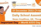 School Assembly Today News Headlines for 01 December 2023
