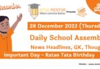 School Assembly Today News Headlines for 28 December 2023