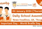 School Assembly Today News Headlines for 04 January 2024