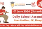 School Assembly News Headlines in English for 01 June 2024