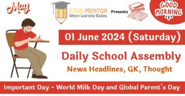 School Assembly News Headlines in English for 01 June 2024