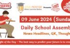 School Assembly News Headlines in English for 09 June 2024