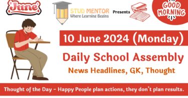 School Assembly News Headlines in English for 10 June 2024