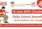 School Assembly News Headlines in English for 16 June 2024