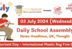 School Assembly News Headlines in English for 03 July 2024