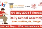 School Assembly News Headlines in English for 04 July 2024