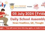 School Assembly News Headlines in English for 05 July 2024