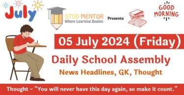 School Assembly News Headlines in English for 05 July 2024