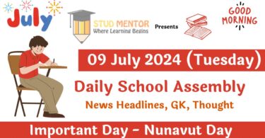 School Assembly News Headlines in English for 09 July 2024