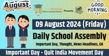 School Assembly News Headlines in English for 09 August 2024