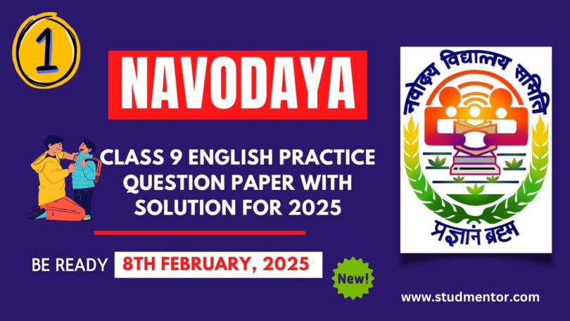 Navodaya Class 9 English Practice Question Paper with Solution for 2025