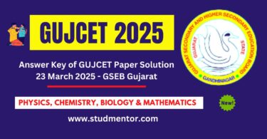 GUJCET Answer Key or Paper Solution - 23 March 2025